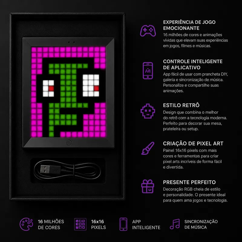 Painel Pixel LED Inteligente para Personalizar Seu Setup com Animações