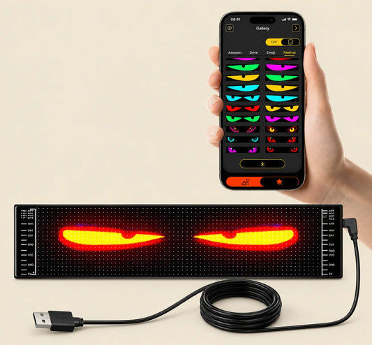 Tela LED Olhos Demoníacos para Carro 35x10cm