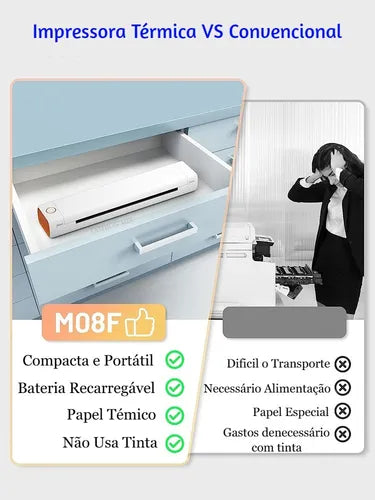Impressora Portátil Sem Tinta para Imprimir Direto do Celular
