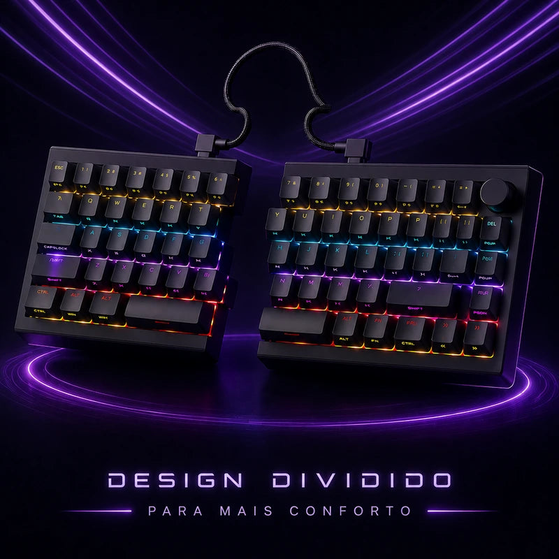 Teclado Mecânico Ergonômico Wireless ST68 RGB